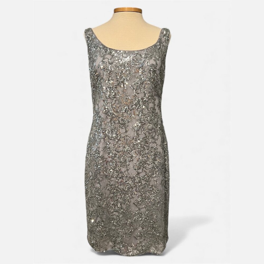 Lauren Ralph Lauren Silver Sequined Cocktail Dress NWT